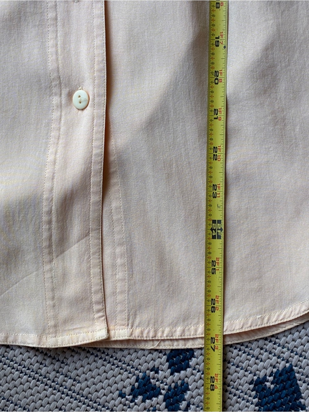 100% Silk Camp Shirt - Peach / Pale Orange - Vintage "Anna and Frank" - Picture 7 of 7